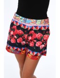 Women\'s short shorts with floral patterns, navy blue MP47112 - Online store - Boutique